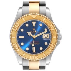 Rolex Yachtmaster Midsize Blue Dial Steel Yellow Gold Mens Watch 68623 