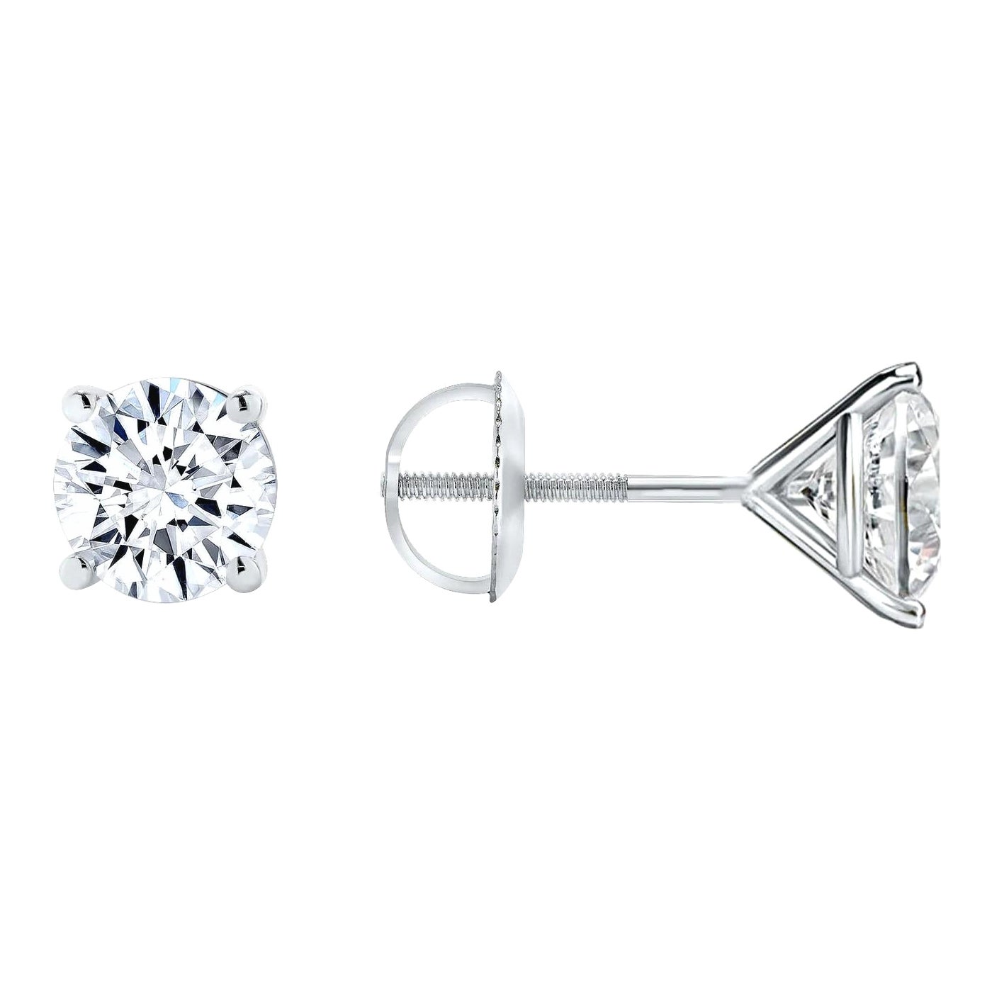 These beautifully matched diamond stud earrings feature round diamonds set in a 14k gold settings.

Earring Information
Setting : 4 Prong Screw Back Martini Setting 
Metal : 14k Gold
Diamond Carat Weight : 0.50ttcw
Diamond Cut : Round Natural