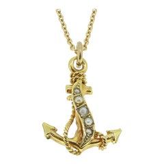 Edwardian Pearl Anchor Pendant Necklace