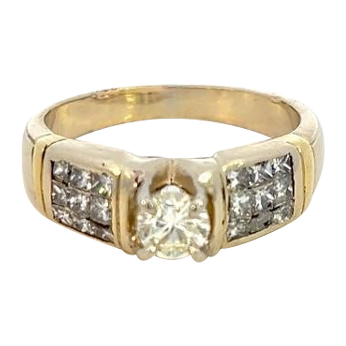 18K Yellow Gold apx 19/20 CTW round Diamond Engagement Ring SZ:8.5 7.86g 