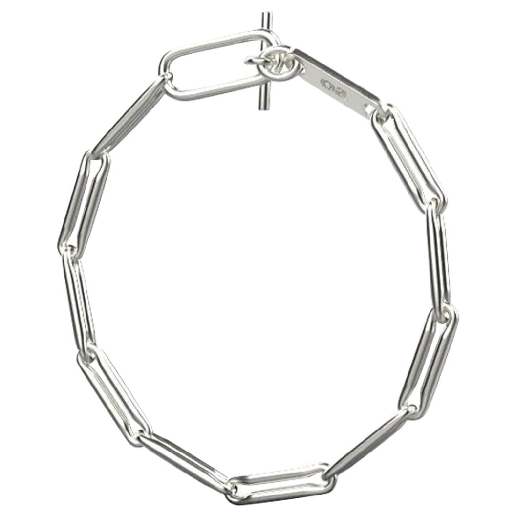 Linear Link Chain Bracelet, Sterling Silver For Sale