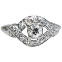 1920s Art Deco GIA .34 Carat Diamond Engagement Ring