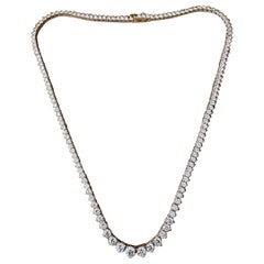 Diamond Tennis Necklace 11.64 Carats Total Weight Graduated in 18k Yellow Gold