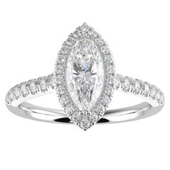 1CT GH-I1 Natural Diamond Halo Engagement Ring for Women 14K White Gold, Size 4