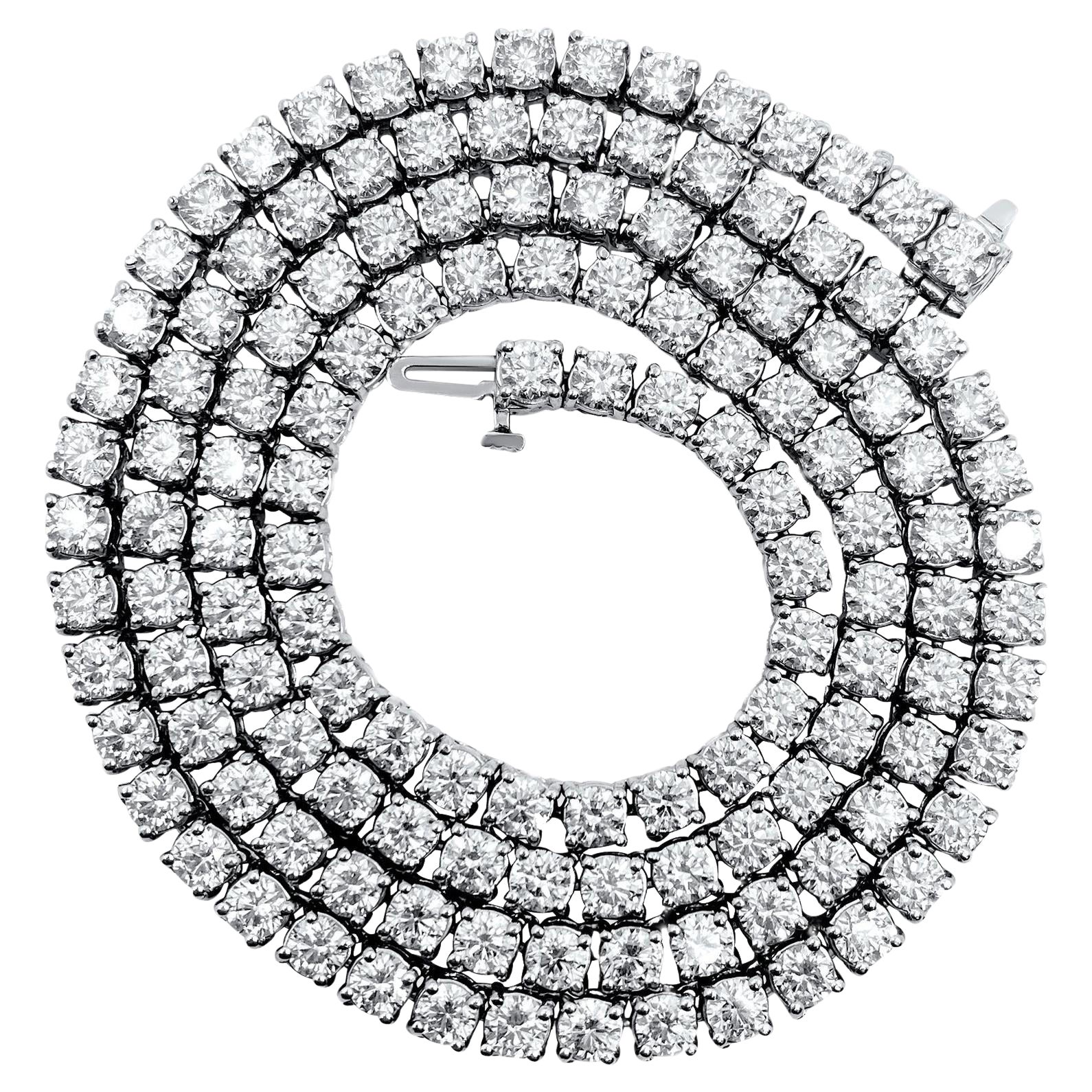 Collier de tennis unisexe en diamants 26 carats VVS en vente