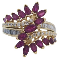 Effy 14K Yellow Gold Diamond and Natural Ruby Ring