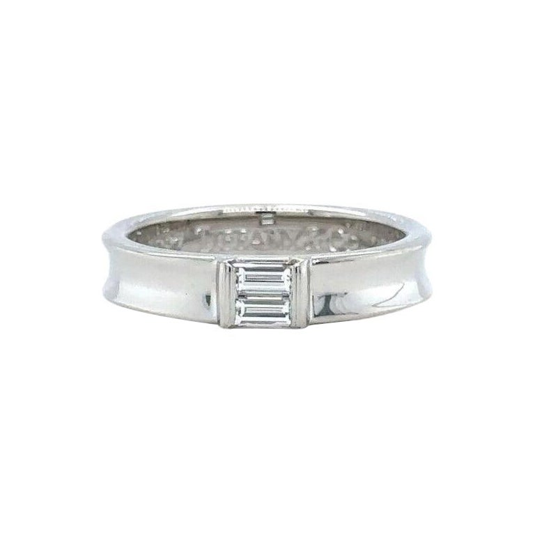 Tiffany and Co. 18 Karat White Gold Baguette Diamond Wedding Band  For Sale