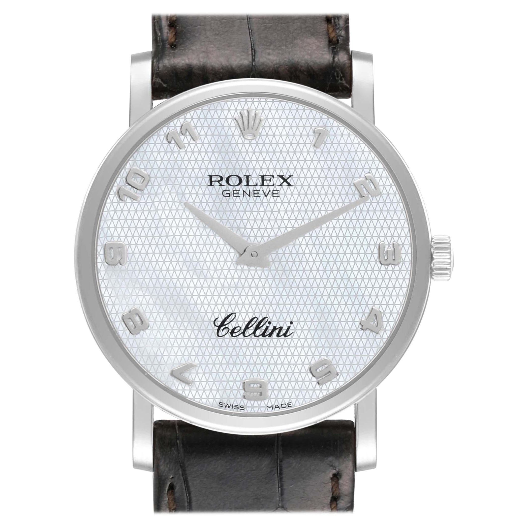 Rolex Cellini Classic White Gold Mother Of Pearl Dial Mens Watch 5115 Unworn