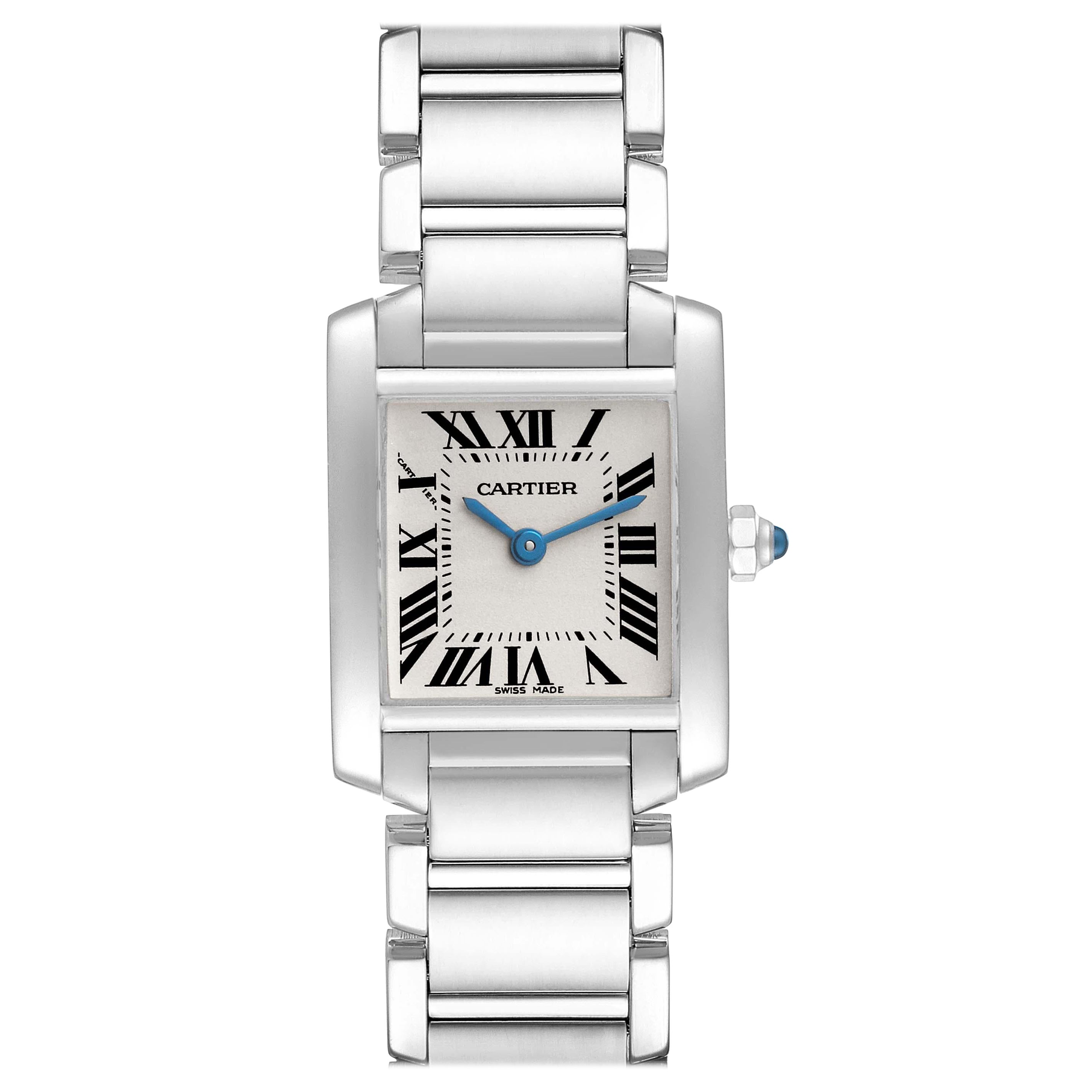 Cartier Tank Francaise White Gold Quartz Ladies Watch W50012S3 Box Papers For Sale