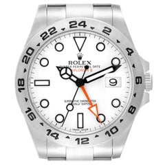 Used Rolex Explorer II White Dial Orange Hand Steel Mens Watch 216570 Box Card