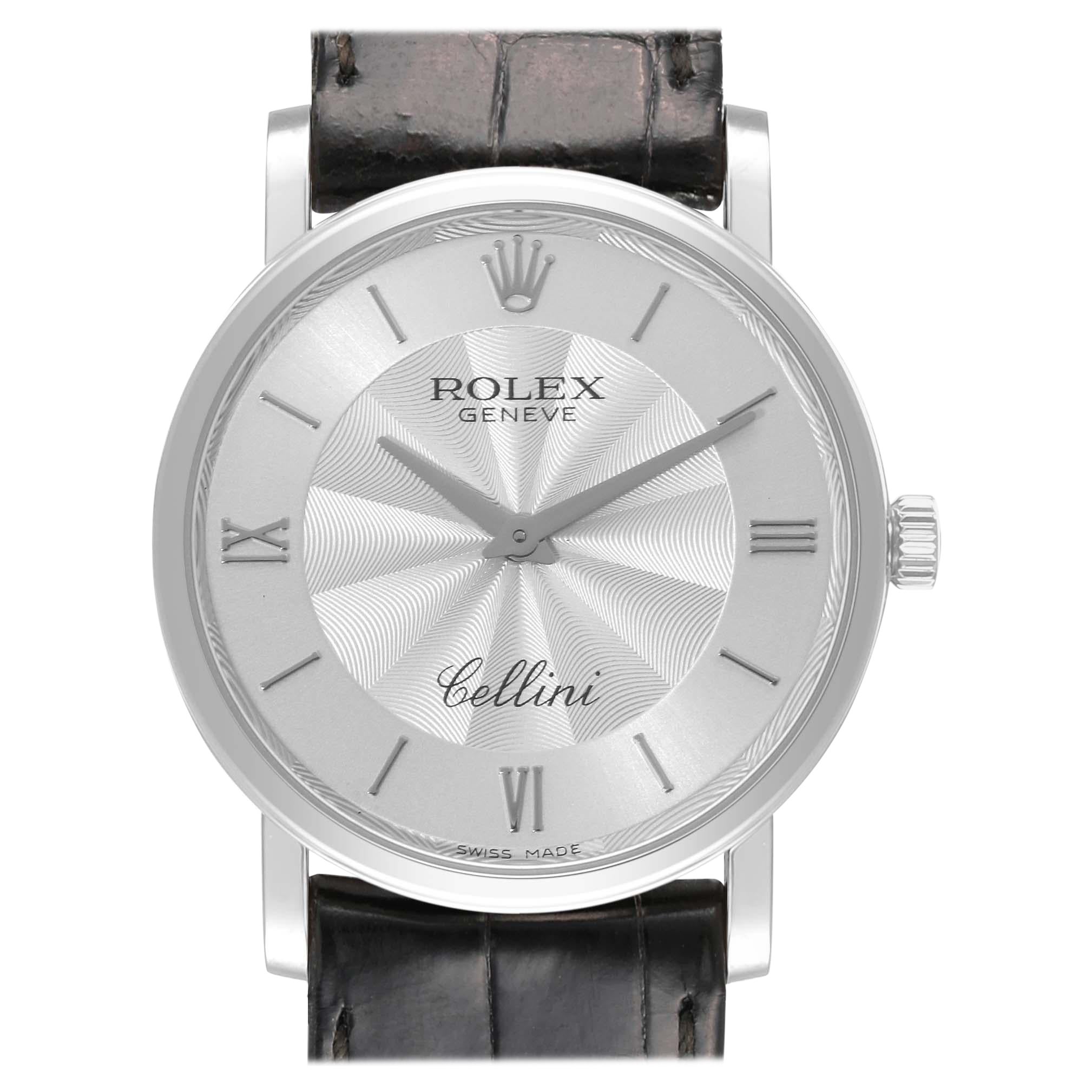 Rolex Cellini Classic White Gold Decorated Silver Dial Mens Watch 5115 Unworn