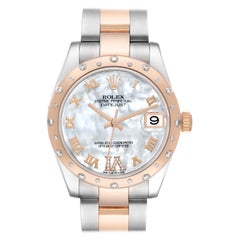 Used Rolex Datejust 31 Midsize Steel Rose Gold Diamond Ladies Watch 178341