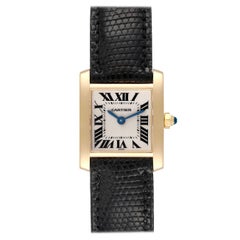 Cartier Tank Francaise Yellow Gold Black Strap Ladies Watch W5000256