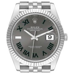 Rolex Datejust 41 Steel White Gold Wimbledon Dial Mens Watch 126334 Box Card