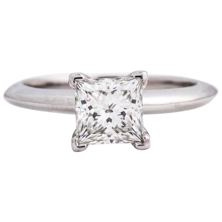 Tiffany And Co Platinum 1 06 Carat Princess Cut Solitaire Design Tiffany Co Platinum 1 06 Carat Princess Cut Solitaire Design Engagement Ring For
