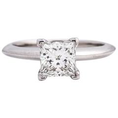 Tiffany & Co. Platinum 1.06 Carat Princess Cut Solitaire Design Engagement Ring