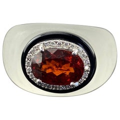 Certified Rock Crystal Spessartine Set In 18K Gold And Diamonds