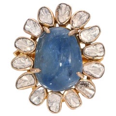 Used Burmese Sapphire Diamond Cocktail Ring