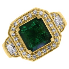 Beauvince Emma Emerald & Diamond Ring in Yellow Gold
