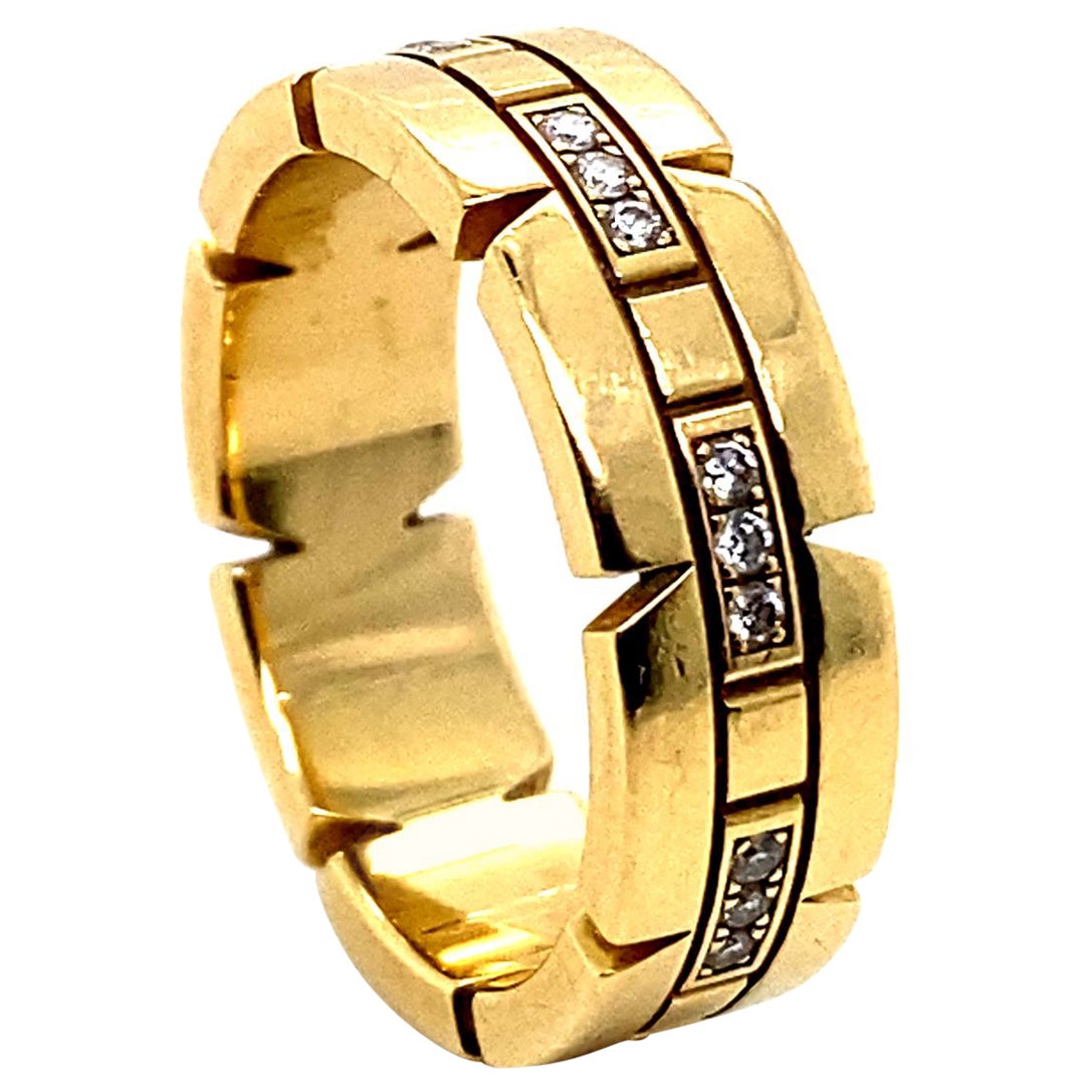 Cartier Tank Francaise Diamond Set 18 Karat Gold Ring For Sale