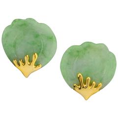 Tiffany & Co. Jade Gold Lotus Earclips