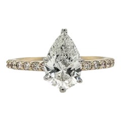 GIA 1.06ct Pear Shape Diamond Engagement Ring in Yellow Gold, 5.25 (sizable)