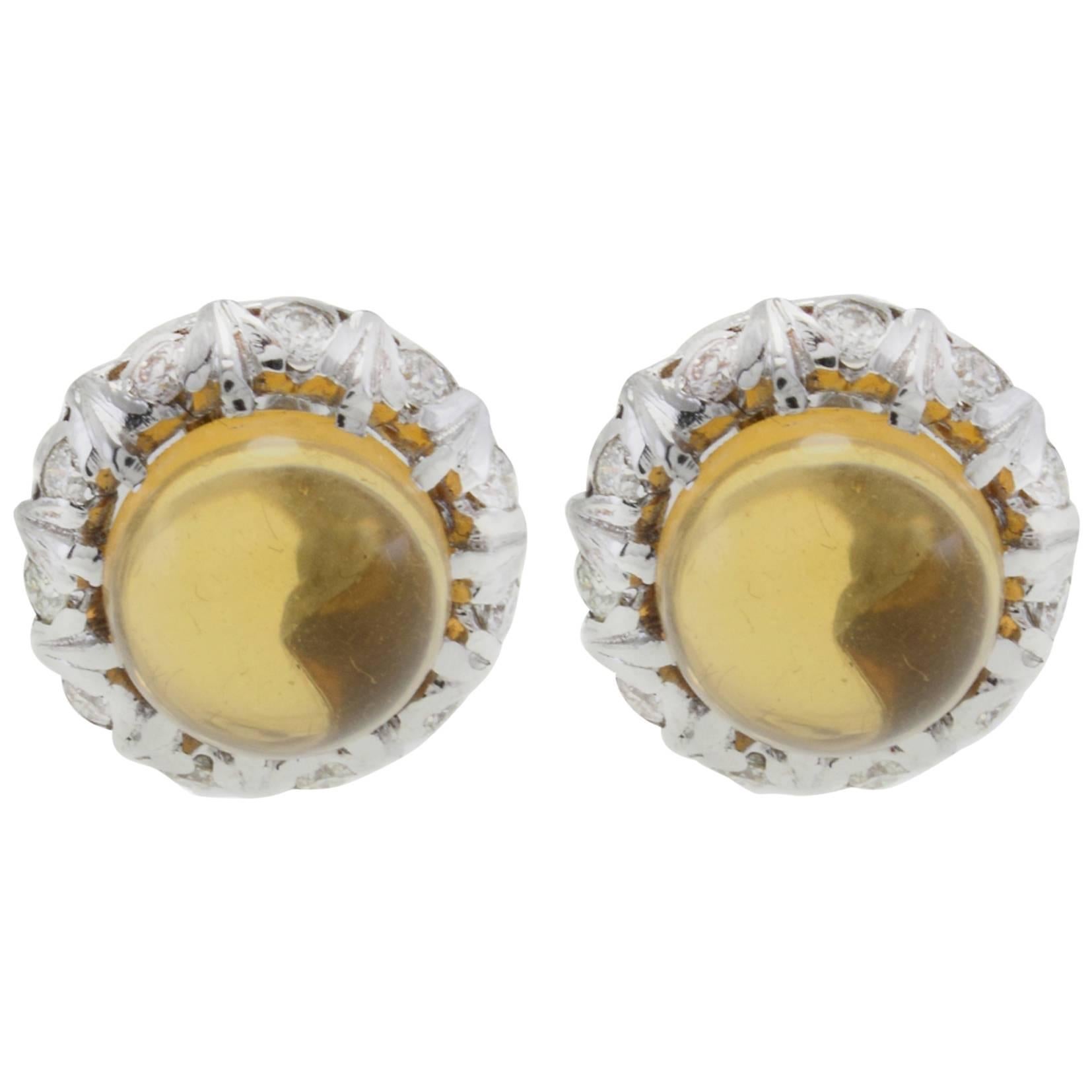 Topaz Diamond White Gold Earrings