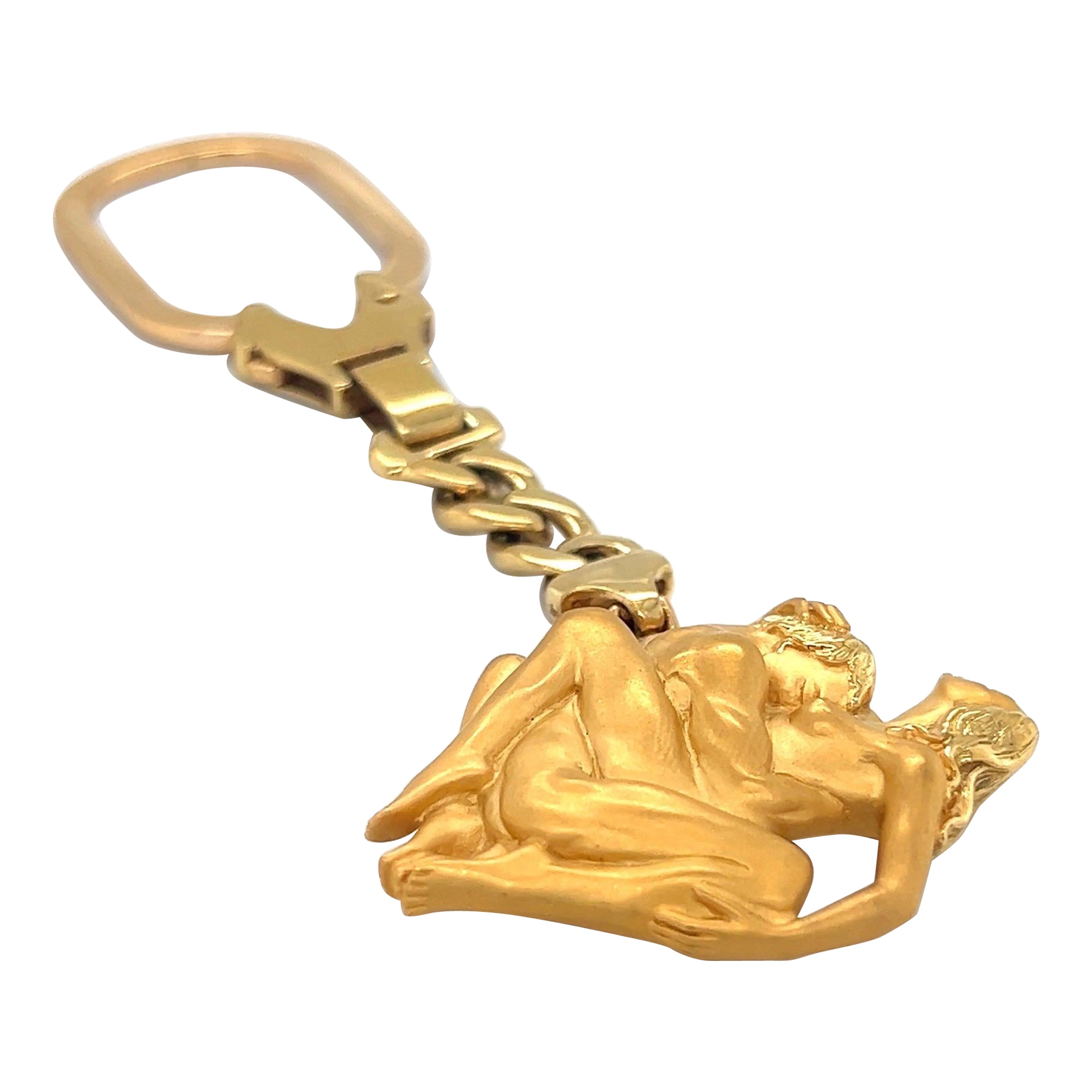 Carrera Y Carrera 18 KT Yellow Gold Lovers Key Chain For Sale