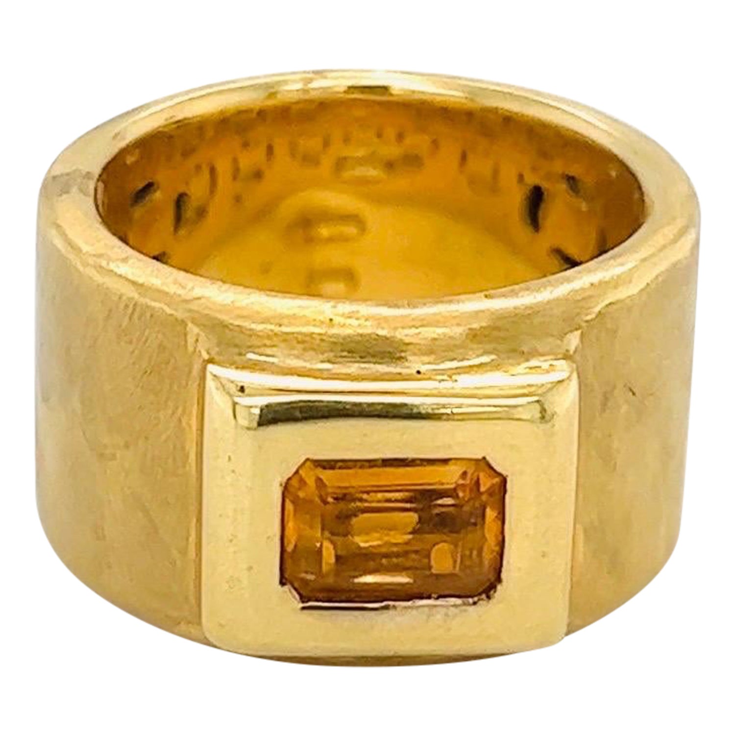 Roberto Coin 18KT Yellow Gold Band Ring with Citrine Center For Sale