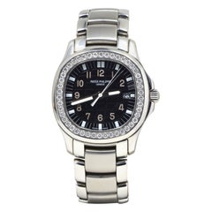 Used Patek Philippe Box & Papers Black Dial Aquanaut 5087 in Steel with Diamond Bezel