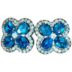 Neon Blue Apatite Earrings 925 Silver   