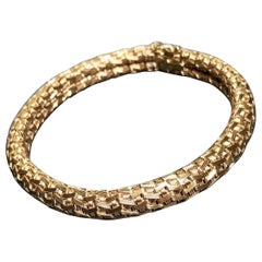 FILIPPINI FRATELLI Bracelet manchette flexible tissé italien en or rose 18 carats  7"