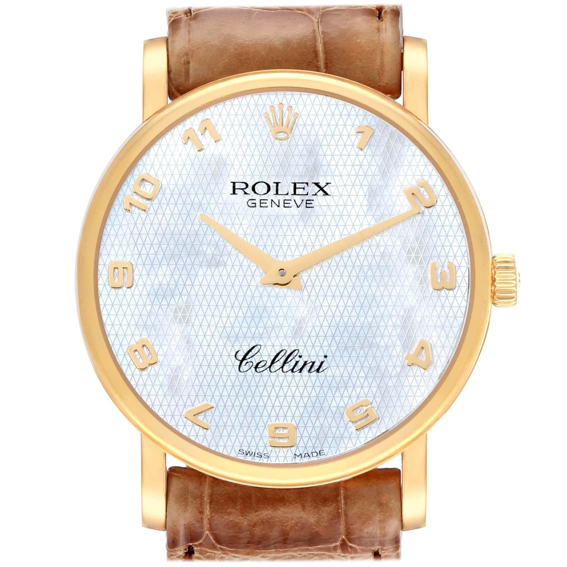 Rolex Cellini Classic Yellow Gold Mother Of Pearl Dial Mens Watch 5115 Unworn