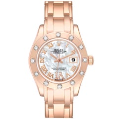 Used Rolex Pearlmaster Mother of Pearl Dial Rose Gold Diamond Ladies Watch 80315