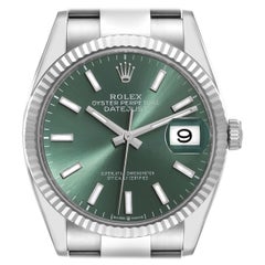 Rolex Datejust Steel White Gold Mint Green Dial Mens Watch 126234 Box Card