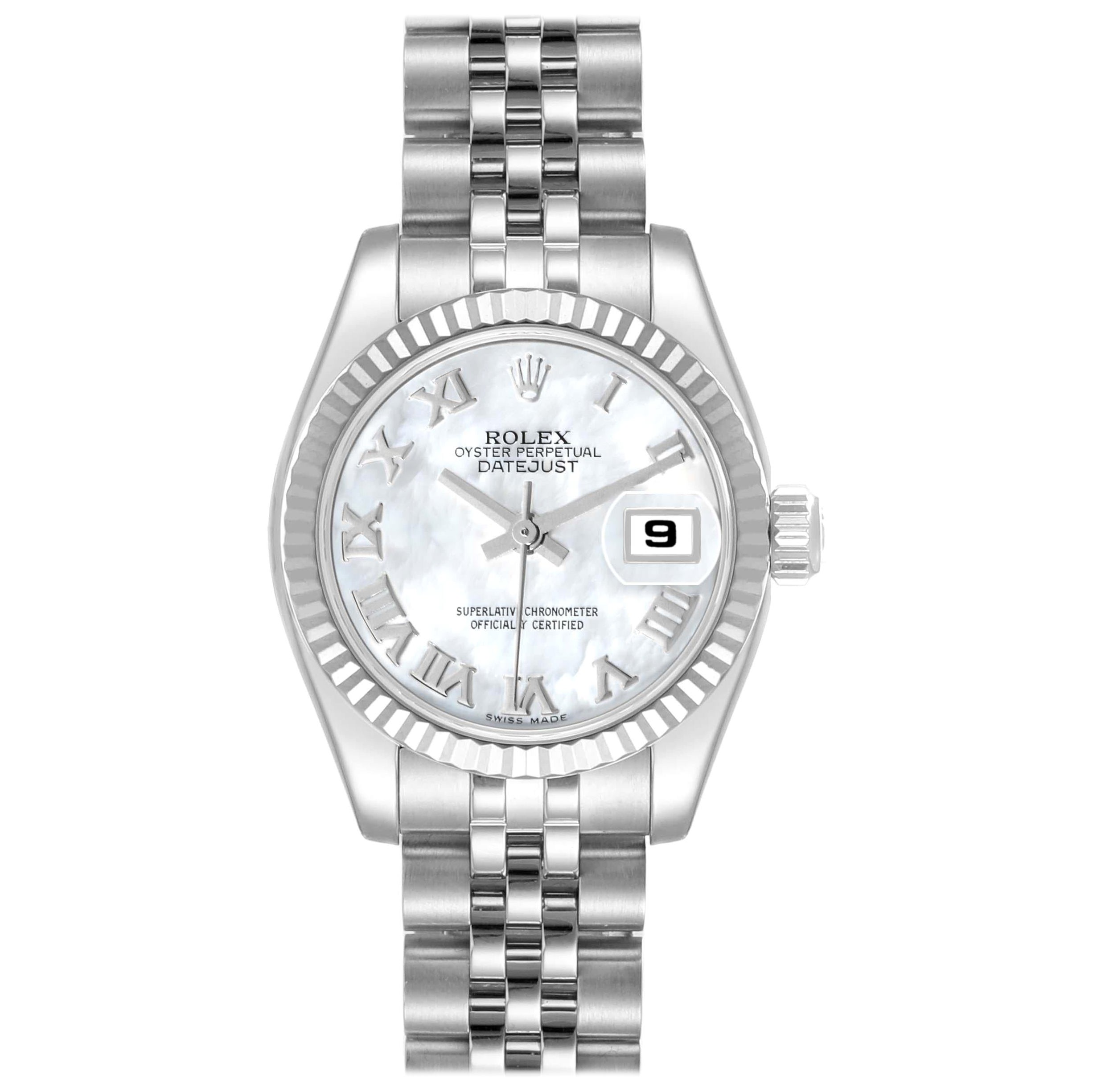 Rolex Datejust Steel White Gold Mother of Pearl Dial Ladies Watch 179174 For Sale