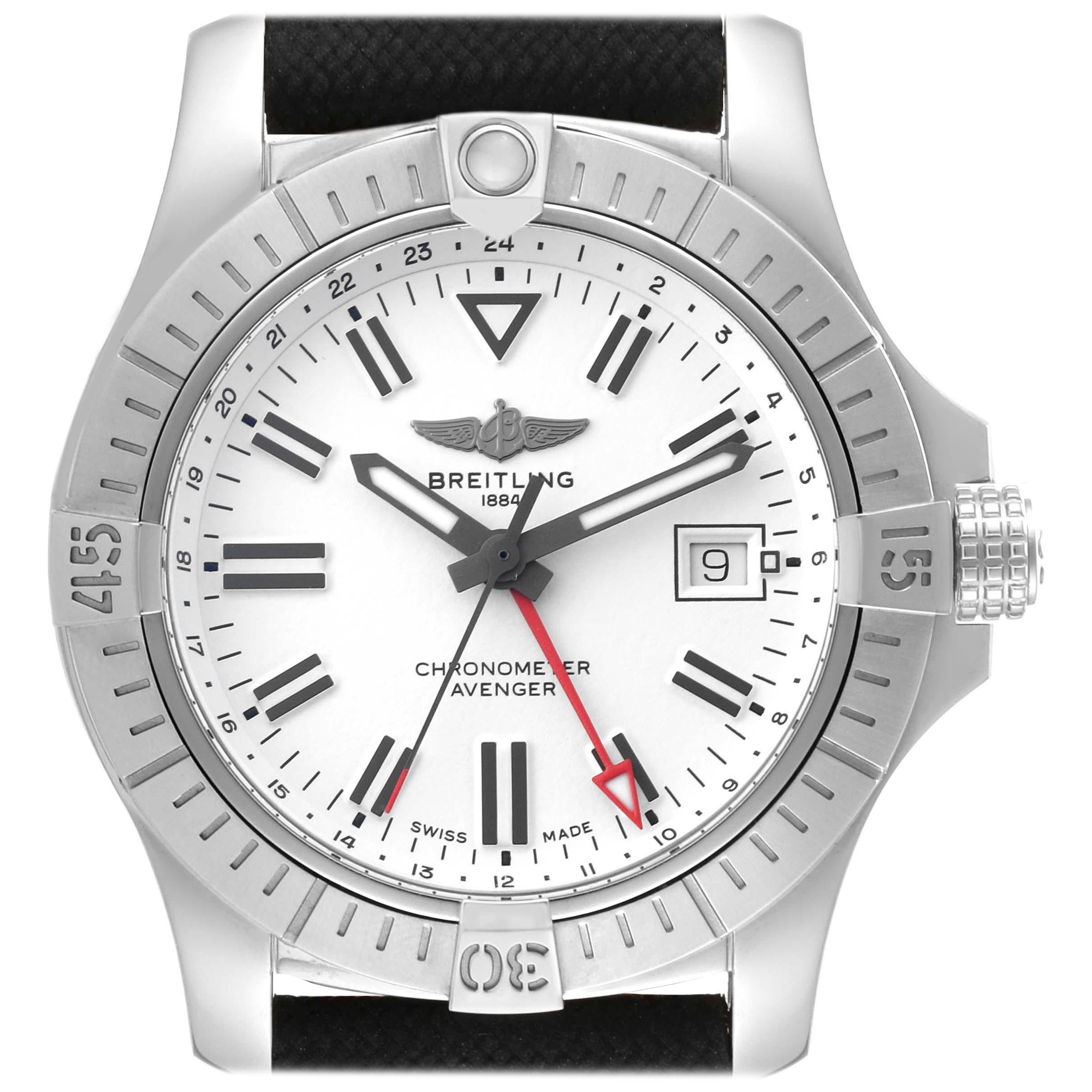 Breitling Chronomat GMT White Dial Steel Mens Watch A32397 Box Card