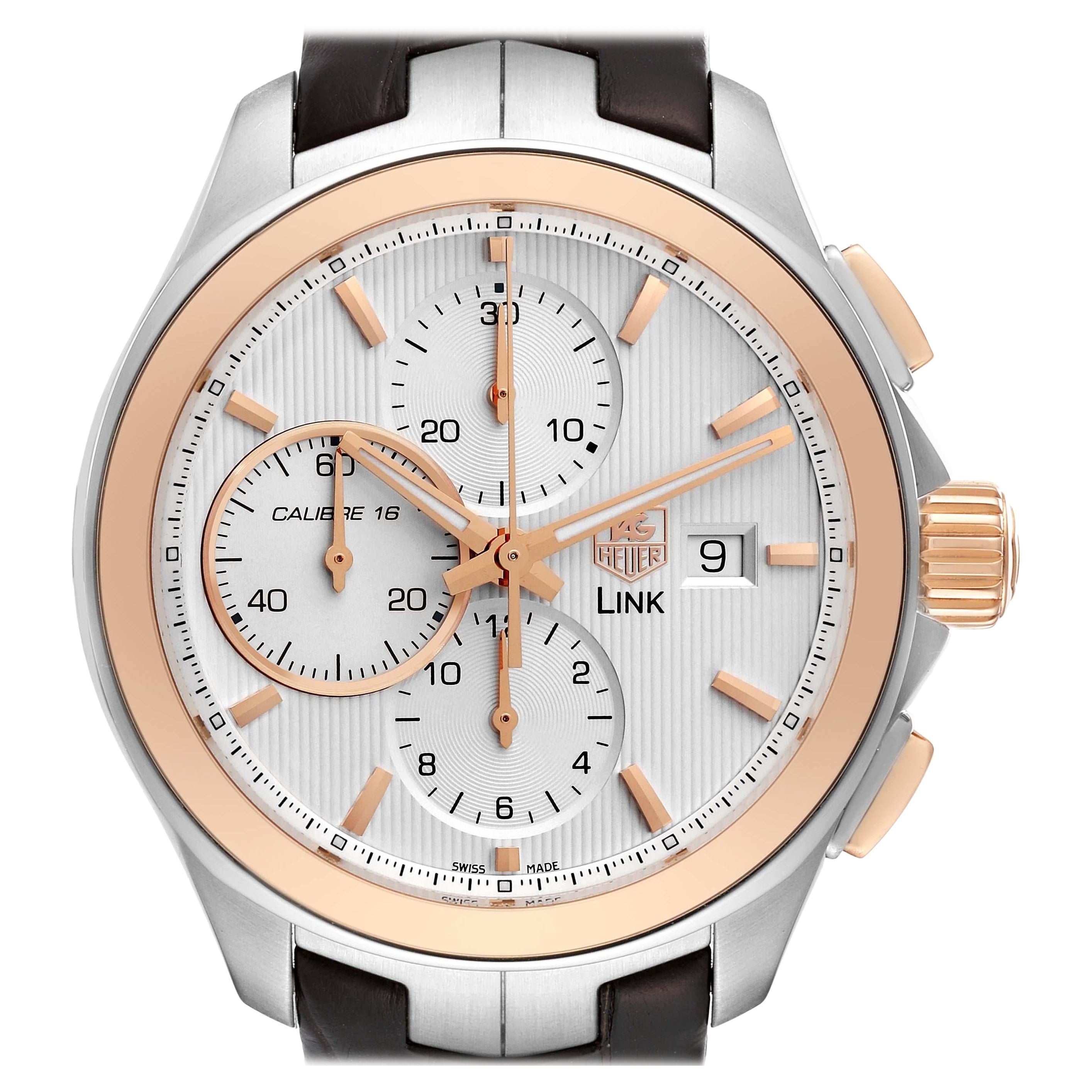 TAG Heuer Montre chronographe pour hommes CAT2050 à maillons en acier et or rose