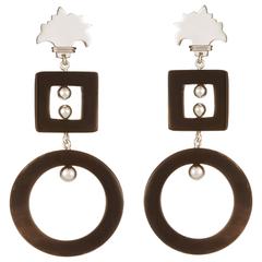 Fouche Art Deco Horn Silver Palm Earrings 5