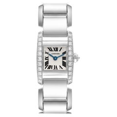 Cartier Tankissime Montre pour femme avec cadran argenté, or blanc et diamants WE70069H