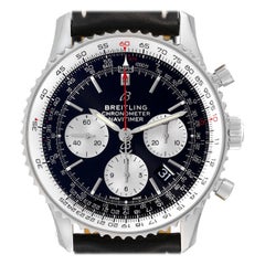 Breitling Navitimer 01 Stahl-Herrenuhr AB0121 mit schwarzem Zifferblatt, ungetragen