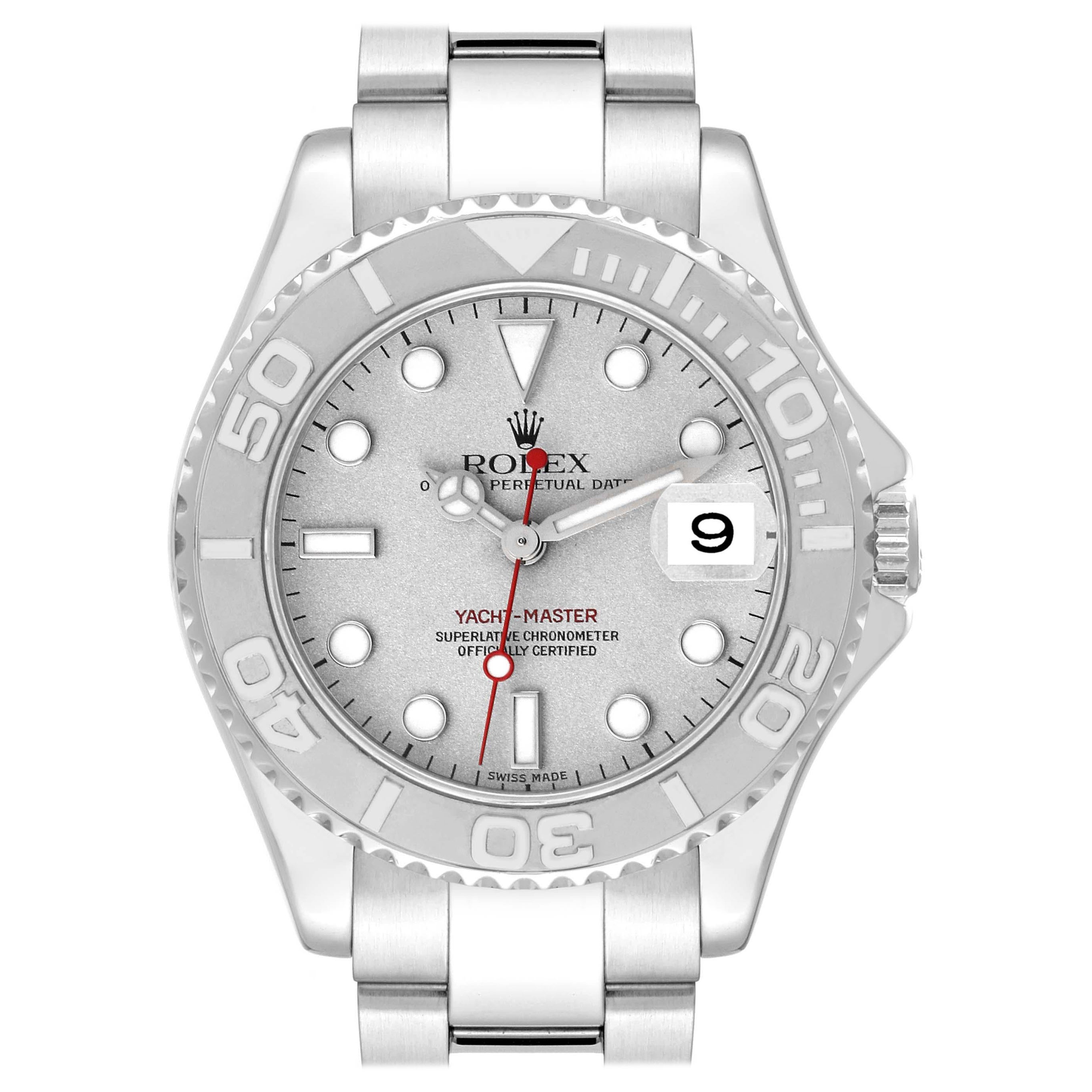 Rolex Yachtmaster 35 Midsize Steel Platinum Mens Watch 168622