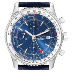 Breitling Navitimer World Blue Dial Steel Herrenuhr A24322 Ungetragen