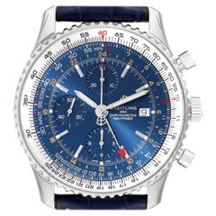 Breitling Navitimer World Blue Dial Steel Mens Watch A24322 Unworn