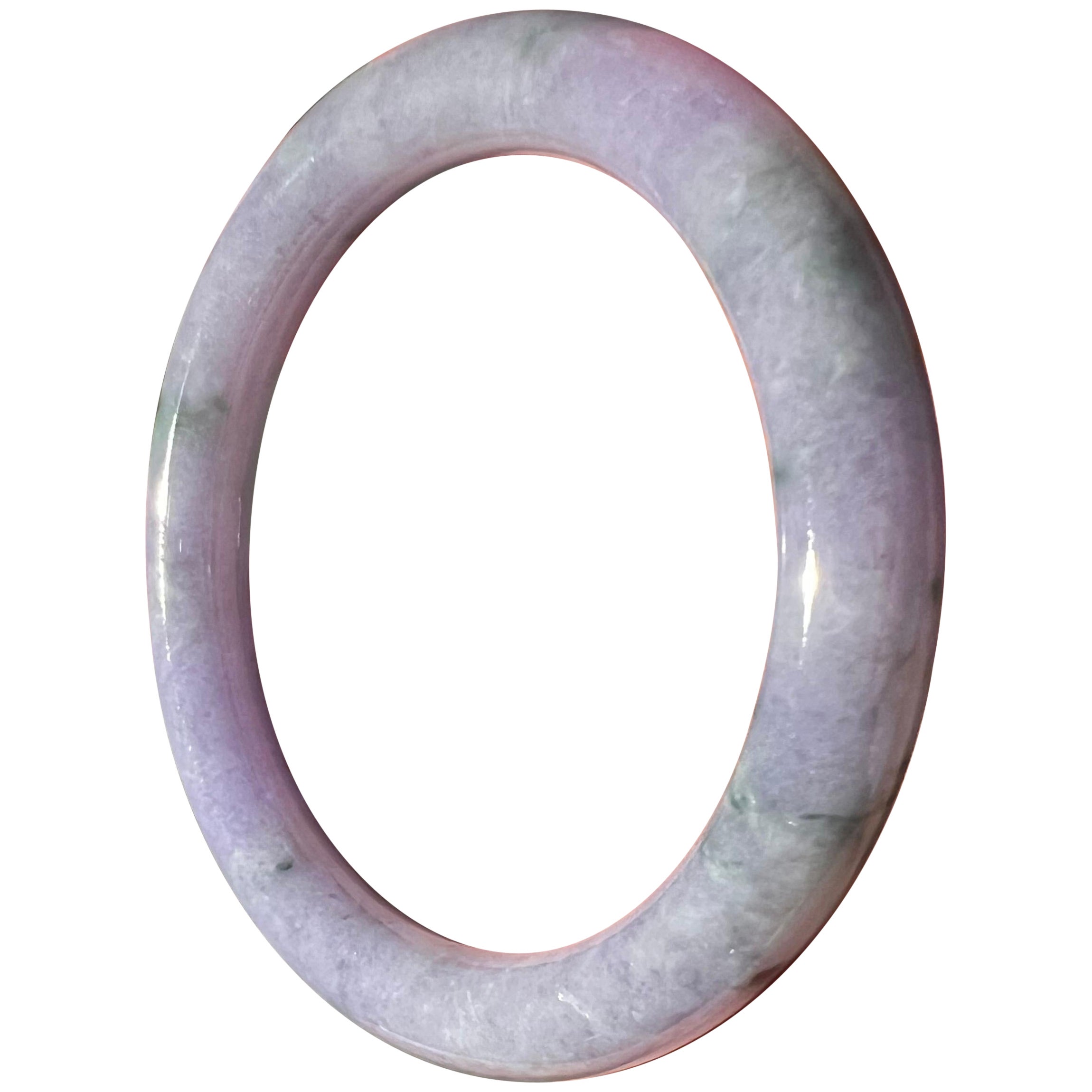 Type A burmese lavender jadeite bangle with certificate For Sale