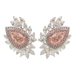 Emilio Jewelry Boucles d'oreilles en diamant certifié GIA de 3,75 carats de couleur rose très clair 