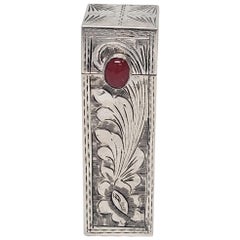 Vintage 800er Silber Italien Lippenstift-Spiegeltasche #16523, Vintage