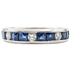 1.04ctw Blue Sapphires & Diamond Ring In Platinum