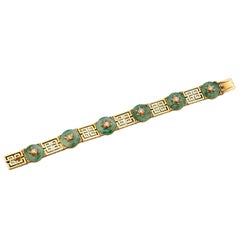 Tiffany & Co Jade & Diamond Gold Bracelet d'or 