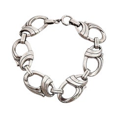 Harry S Bick HSB Sterling Silver Art Deco Link Bracelet #14460